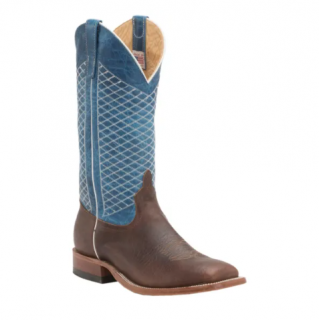 Special Offer Anderson Bean Men's Mike Tyson Bison and Blue Lava Square Toe Cowboy Boots-BROWN