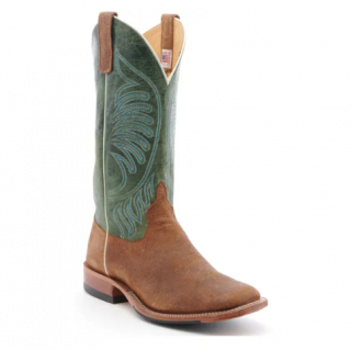 Special Offer Anderson Bean Men's Havana Boar Rust and Moss Maddog Wide Square Toe Cowboy Boot-BROWN