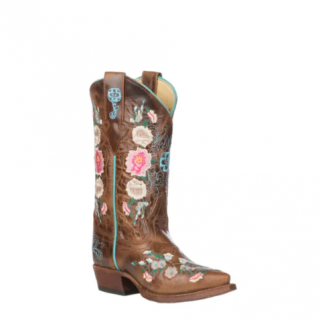 Special Offer Anderson Bean | Kids Macie Bean Tan Mad Cat Floral Embroidered Snip Toe Boots-TAN