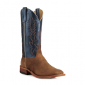 Special Offer Anderson Bean Men's Sand Elk and Blue Wide Square Toe Cowboy Boots-SAND
