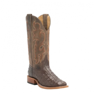 Special Offer Anderson Bean | Youth Chocolate Croc Print Square Toe Western Boots-CHOCOLATE