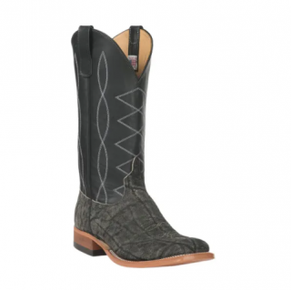 Special Offer Anderson Bean Men's Granite Safari Elephant and Black Square Toe Exotic Cowboy Boots-BLACK