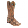 Special Offer Anderson Bean Men's Horse Power Crazy Train Brown Patchwork Wide Square Toe Cowboy Boots-BROWN