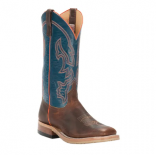 Special Offer Anderson Bean Men's Briar Brown and Teal Wide Square Toe Cowboy Boot-BROWN
