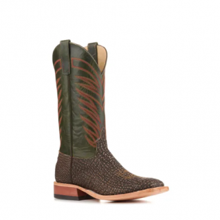 Special Offer Anderson Bean Men's Emerald Green and Tan Safari Shark Wide Square Toe Cowboy Boots-TAN