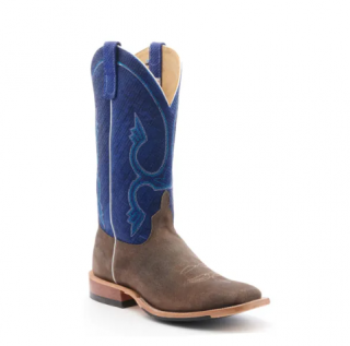 Special Offer Anderson Bean Men's Natural Boar Tan and Blue Wide Square Toe Cowboy Boot-TAN