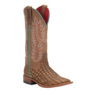 Special Offer Anderson Bean Women's Macie Bean Toast and Honey Woven Square Toe Cowboy Boots-BROWN