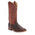 Special Offer Anderson Bean Men's Brown Bison and Rust Double Welt Square Toe Cowboy Boot-DARK BROWN