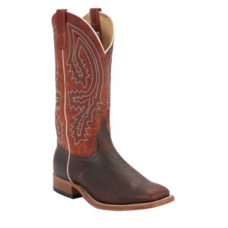 Special Offer Anderson Bean Men's Brown Bison and Rust Double Welt Square Toe Cowboy Boot-DARK BROWN