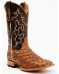 Stylish Cody James Men's Exotic Pirarucu Skin Western Boots - Broad Square Toe | Brown