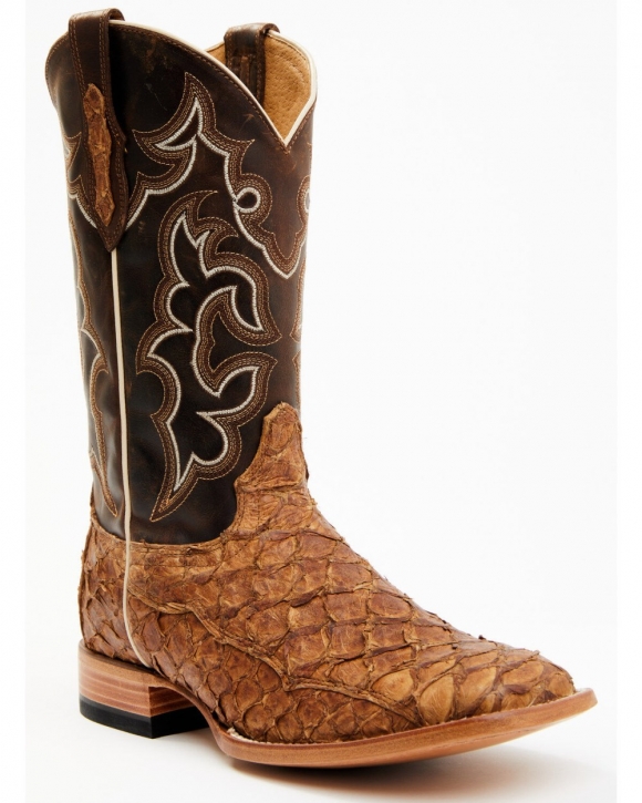 Stylish Cody James Men's Exotic Pirarucu Skin Western Boots - Broad Square Toe | Brown