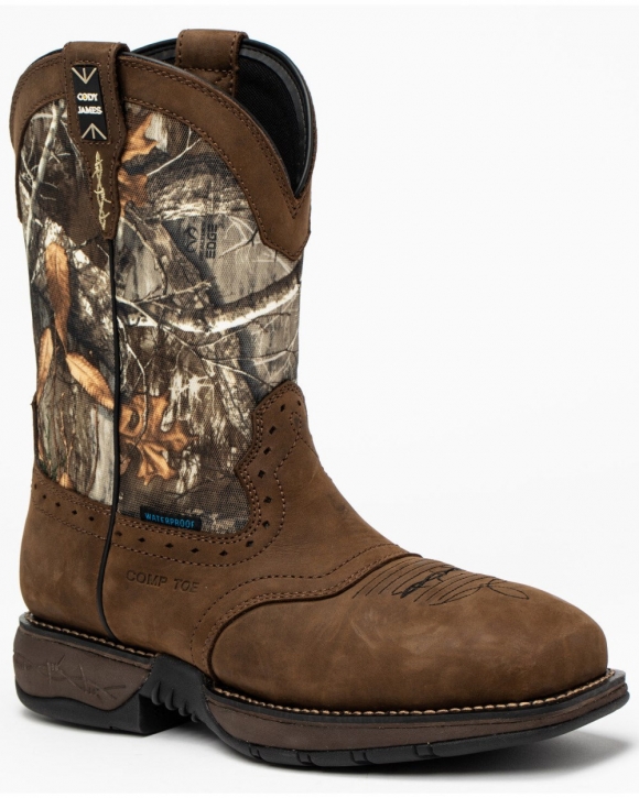 Stylish Cody James Men's Xero Gravity Lite Camo Western Work Boots - Composite Toe | Brown