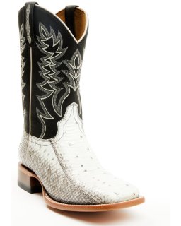 Stylish Cody James Men's Exotic Water Snake Back Cut Western Boots - Broad Square Toe | Natural