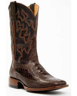 Stylish Cody James Men's Antique Cafe Ostrich Leg Exotic Western Boots - Broad Square Toe | Brown