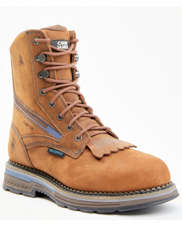 Stylish Cody James Men's Disrupter Lacer Waterproof Work Boots - Composite Toe | Brown