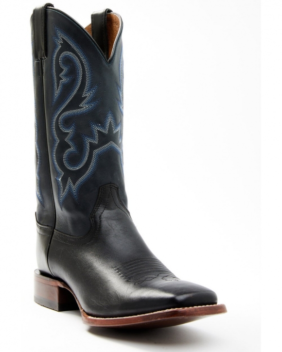 Stylish Cody James Men's Embroidered Western Boots - Broad Square Toe | Navy
