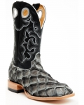 Stylish Cody James Men's Exotic Pirarucu Western Boots - Broad Square Toe | Black