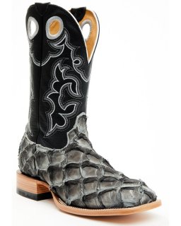 Stylish Cody James Men's Exotic Pirarucu Western Boots - Broad Square Toe | Black