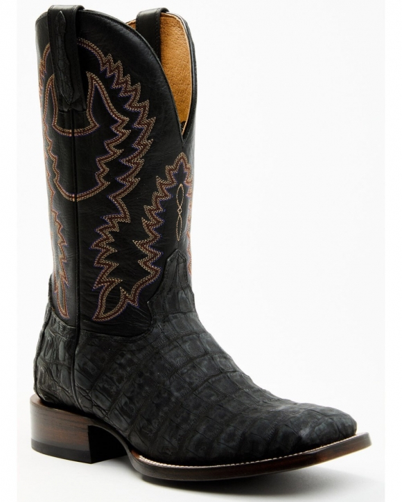 Stylish Cody James Men's Exotic Caiman Belly Western Boots - Broad Square Toe | Black