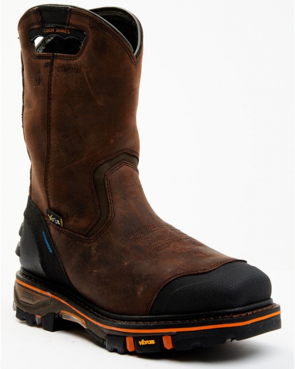 Stylish Cody James Men's Waterproof Met Guard Western Work Boots - Composite Toe | Brown