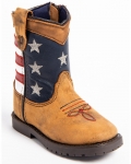 Stylish Cody James Toddler Boys' USA Flag Western Boots - Broad Square Toe | Brown