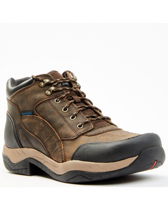 Stylish Cody James Men's Endurance Corral Lace-Up WP Soft Work Hiking Boots | Chocolate