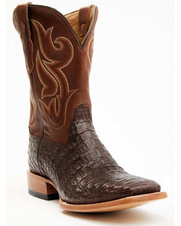 Stylish Cody James Men's Exotic Caiman Western Boots - Broad Square Toe | Brown