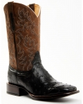 Stylish Cody James Men's Saddle Black Full-Quill Ostrich Exotic Western Boots - Broad Square Toe | Black
