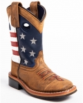 Stylish Cody James Boys' USA Flag Western Boots - Broad Square Toe | Brown