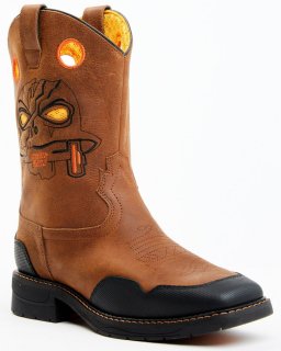 Stylish Cody James Boys' Skull Work Boots - Broad Square Toe | Multi