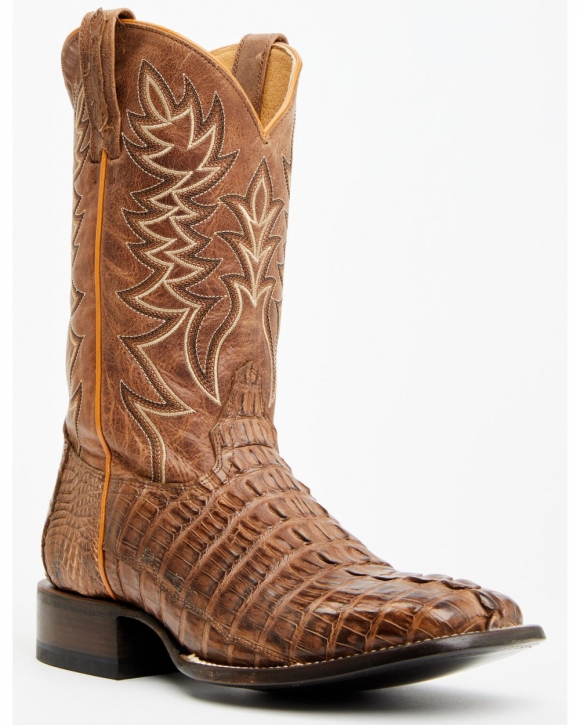 Stylish Cody James Men's Exotic Caiman Tail Western Boots - Broad Square Toe | Brown
