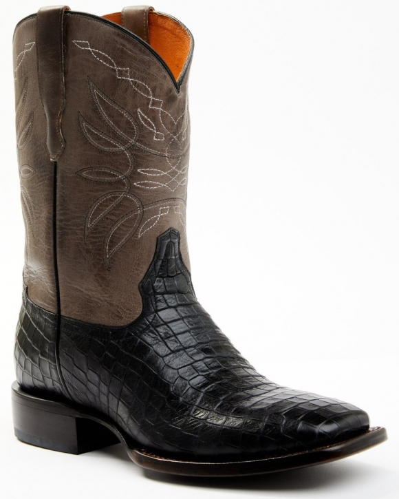 Stylish Cody James Men's Alligator Print Western Boots - Broad Square Toe | Black