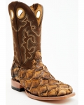 Stylish Cody James Men's Exotic Pirarucu Western Boots - Broad Square Toe | Beige/khaki Stylish Cody James Men's Exotic Pirarucu Western Boots - Broad Square Toe | Beige/khaki