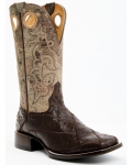 Stylish Cody James Men's Exotic Full Quill Ostrich Western Boots - Broad Square Toe | Brown