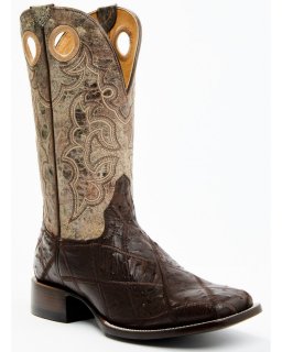 Stylish Cody James Men's Exotic Full Quill Ostrich Western Boots - Broad Square Toe | Brown