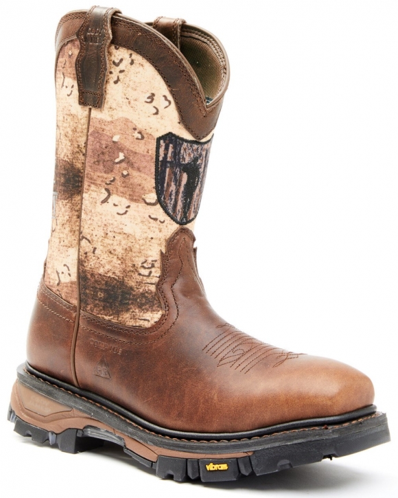 Stylish Cody James Men's Camo Flag Decimator Work Boot - Composite Toe | Brown