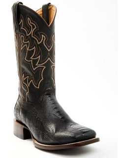 Stylish Cody James Men's Exotic Ostrich Leg Western Boots - Broad Square Toe | Black