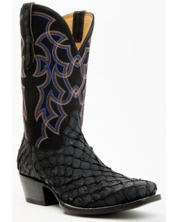 Stylish Cody James Men's Exotic Pirarucu Western Boots - Square Toe | Black