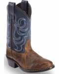 Stylish Cody James Boys' Holt Two-Tone Embroidered Western Boots - Round Toe | Brown
