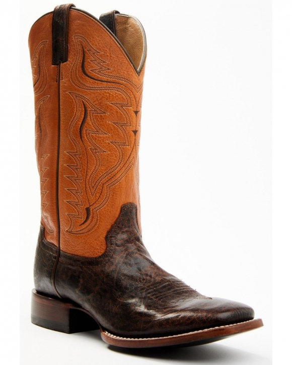 Stylish Cody James Men's Melbourne Cognac Leather Western Boots - Broad Square Toe | Orange