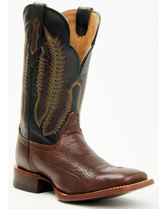 Stylish Cody James Men's Buck Western Boots - Broad Square Toe | Black/brown