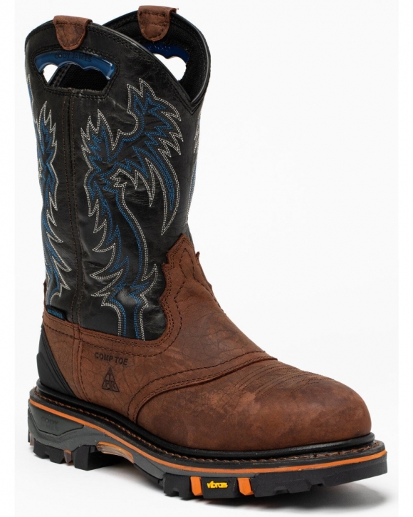 Stylish Cody James Men's 11" Decimator Waterproof Western Work Boots - Nano Composite Toe | Brown
