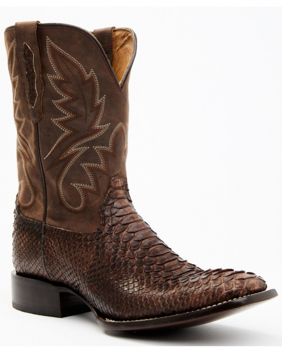 Stylish Cody James Men's Exotic Snake Western Boots - Broad Square Toe | Chocolate