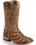 Stylish Cody James Men's Pirarucu Exotic Boots - Broad Square Toe | Brown Stylish Cody James Men's Pirarucu Exotic Boots - Broad Square Toe | Brown