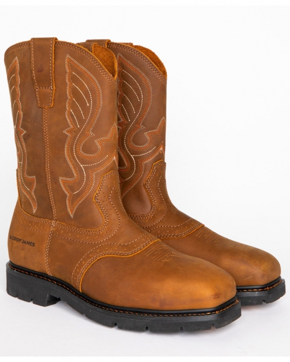 Stylish Cody James Men's Broad Square Composite Toe Western Work Boots | Brown