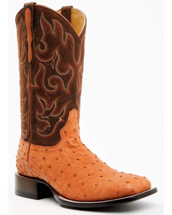 Stylish Cody James Men's Exotic Full Quill Ostrich Western Boots - Broad Square Toe | Tan