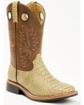Stylish Cody James Little Boys' Gator Print Western Boots - Broad Square Toe | Brown