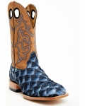 Stylish Cody James Men's Exotic Pirarucu Western Boots - Broad Square Toe | Blue Stylish Cody James Men's Exotic Pirarucu Western Boots - Broad Square Toe | Blue