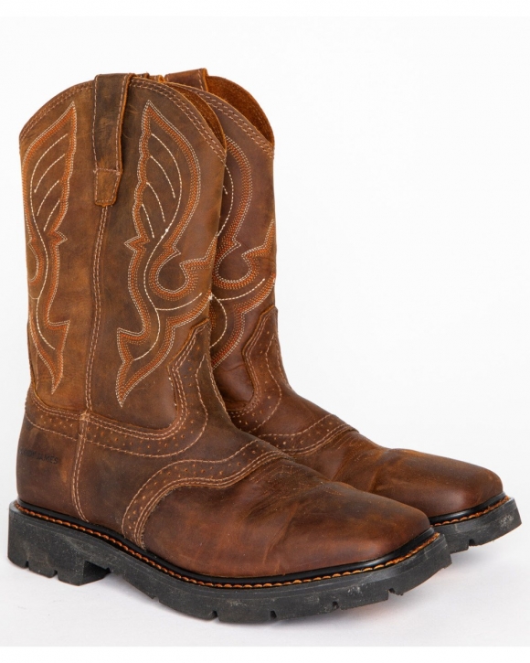 Stylish Cody James Men's Broad Square Toe Western Work Boots | Brown