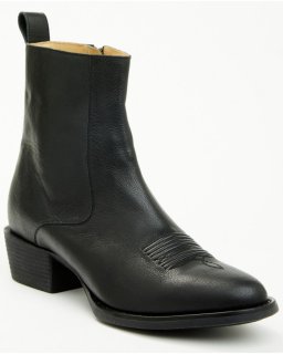 Stylish Cody James Men's Larsen Western Ankle Boots - Round Toe | Black